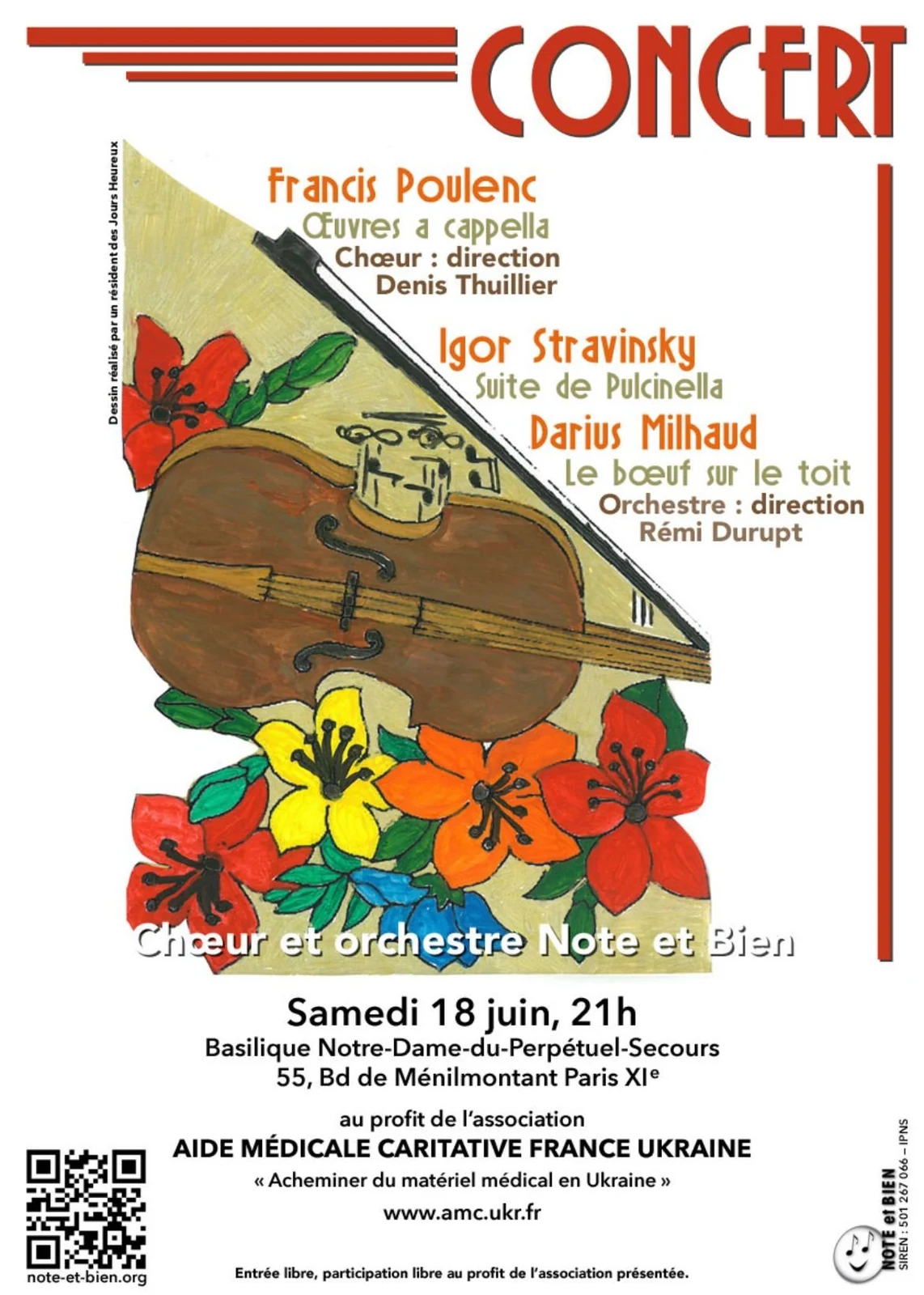 Concert solidaire de Note et Bien au profit d’AMCFU