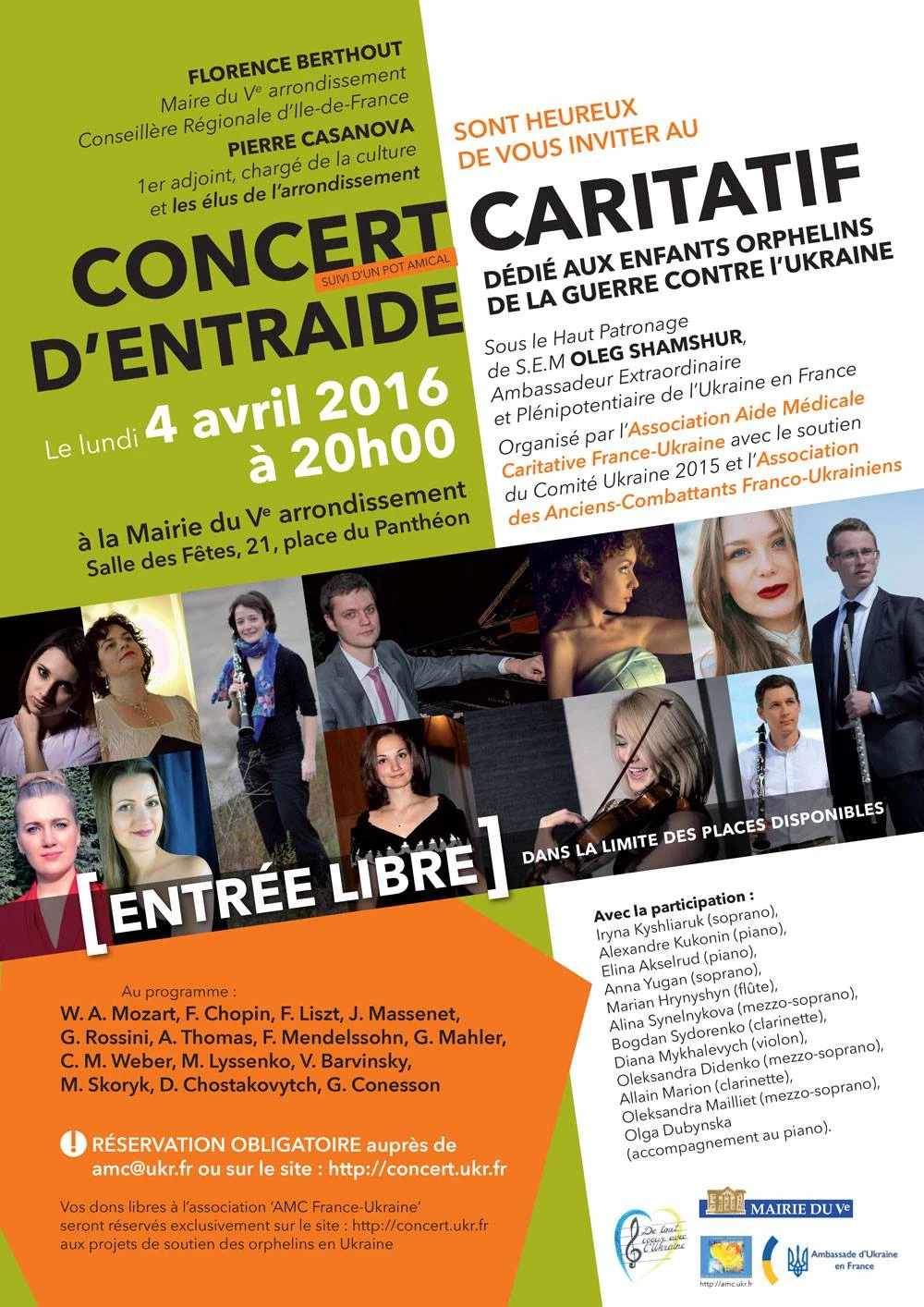 Concert caritatif pour les orphelins de guerre à la Mairie du 5e